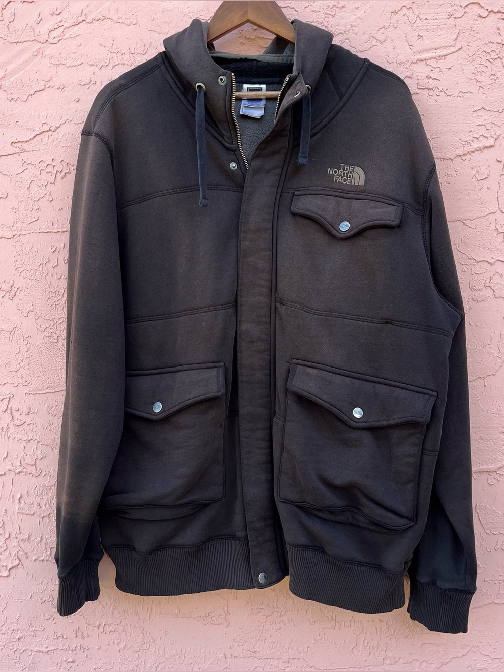 The North Face Black Jacket with Hood Faded Size XL
